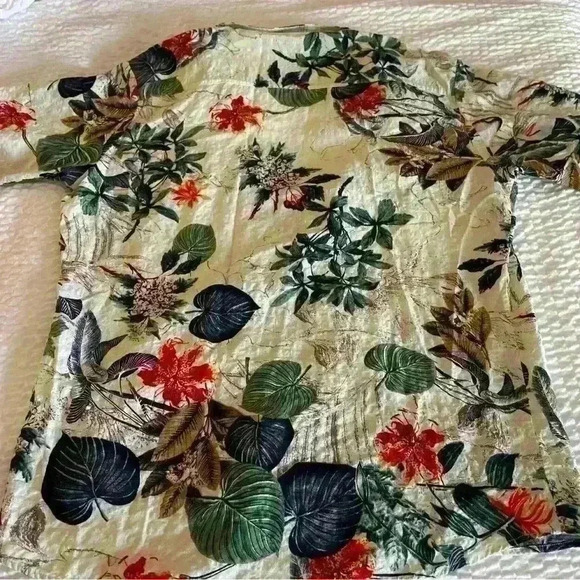 JOGAL Hawaiian Shirt Aloha Allover Floral Print Cotton Lightweight Sz L - Picture 3 of 3